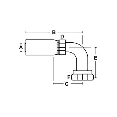 Aftermarket Hydraulic Hose Crimp On Fitting 34X16 for JIC 06U668 HY0608FJ90T HYM40-0216
